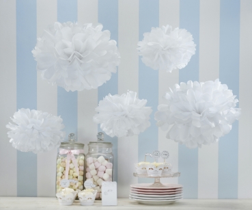 PomPoms 5er Vintage Weiß