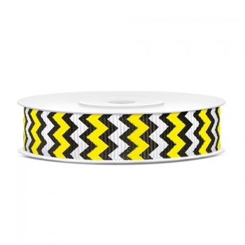 Ripsband Chevron 15mm/10m - schwarz/gelb/weiß