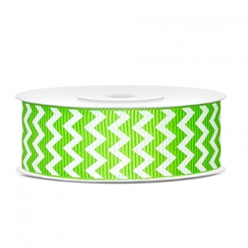Ripsband Chevron 25mm/10m - weiß/apfelgrün