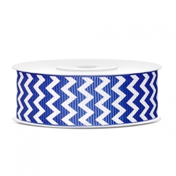 Ripsband Chevron 25mm/10m - weiß/blau
