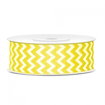 Ripsband Chevron 25mm/10m - weiß/gelb