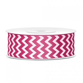 Ripsband Chevron 25mm/10m - weiß/pink