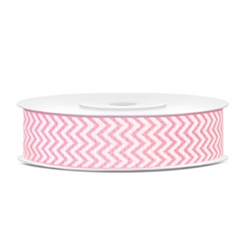 Ripsband Chevron 18mm/10m - weiß/rosa