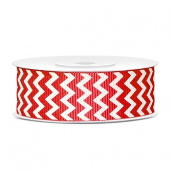Ripsband Chevron 25mm/10m - weiß/rot