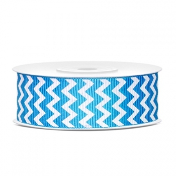 Ripsband Chevron 25mm/10m - weiß/türkis
