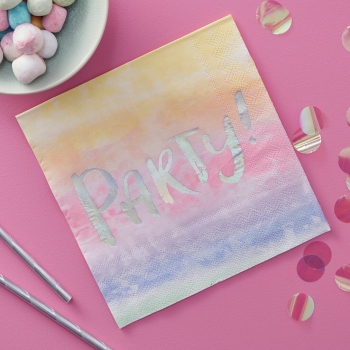 Papierservietten Party - Regenbogen/Irisierend