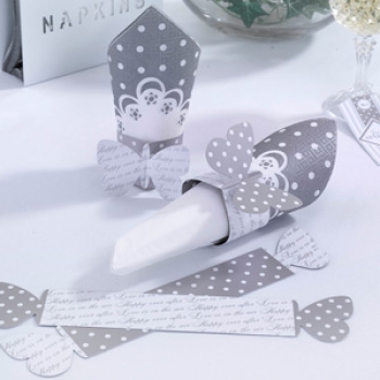 Chic Boutique - Napkin Rings - White/Silver