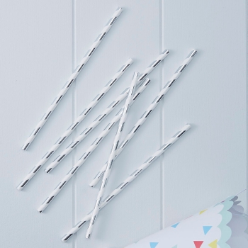 Strohhalme Pick & Mix - silber gestreift