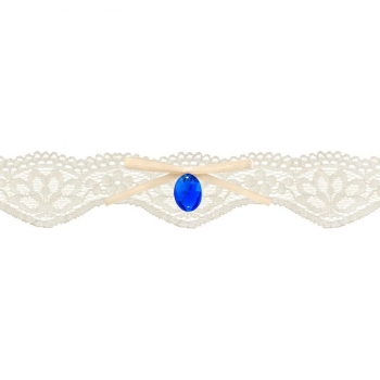 Lace garter with a decorative hot fix cream