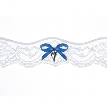 Lace garter with a bow and a pendant, cream