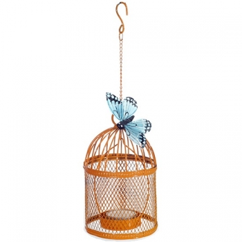 Teelichthalter Vogelkäfig - orange