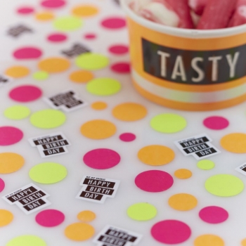 Tischkonfetti Happy Birthday Neon