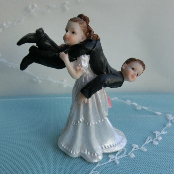 Cake Topper - Bride carries Groom over her schoulders