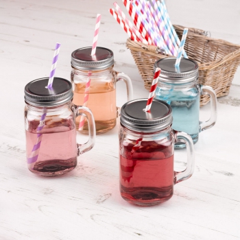 Mason Jar - Trinkglas mit Deckel - 4er Set