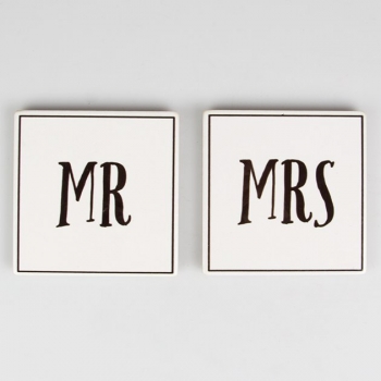 Untersetzer Set Mr & Mrs - schwarz/weiß