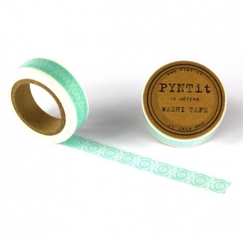 Washi Masking Tape Blumen - weiß/türkis