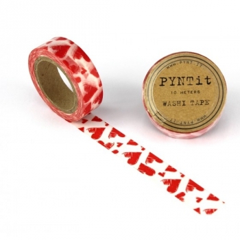 Washi Masking Tape Herzen - rot/weiß