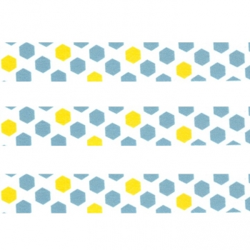 Washi Masking Tape Hexagon - blau/gelb/weiß