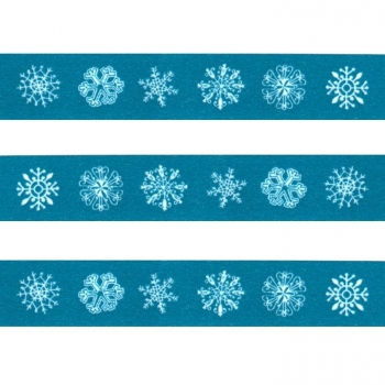 Washi Masking Tape Schneeflocken - weiß/blau