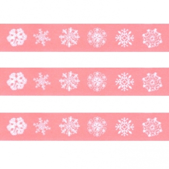 Washi Masking Tape Schneeflocken - weiß/rosa