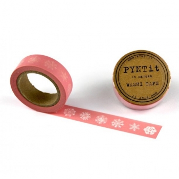 Washi Masking Tape Schneeflocken - weiß/rosa