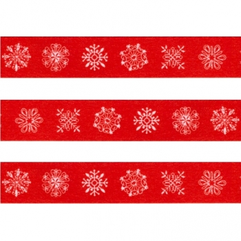 Washi Masking Tape Schneeflocken - weiß/rot