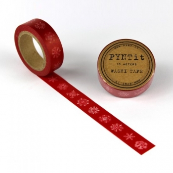 Washi Masking Tape Schneeflocken - weiß/rot