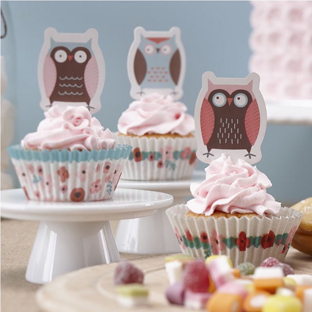 Cupcake Deko-Set Kleine Eule