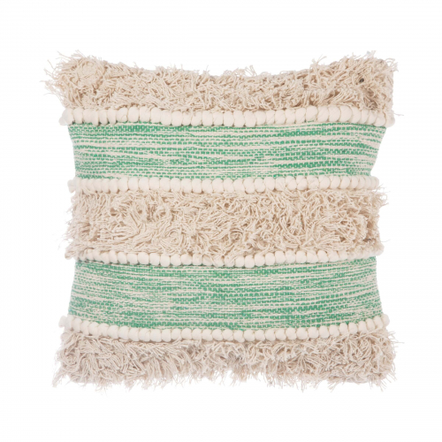 Kissen Scandi Boho Streifen - grün/beige