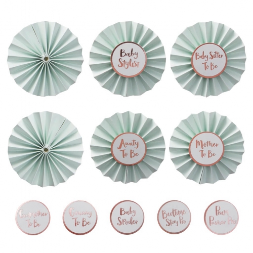 Babyparty Abzeichen Set Hello World - roségold/mint