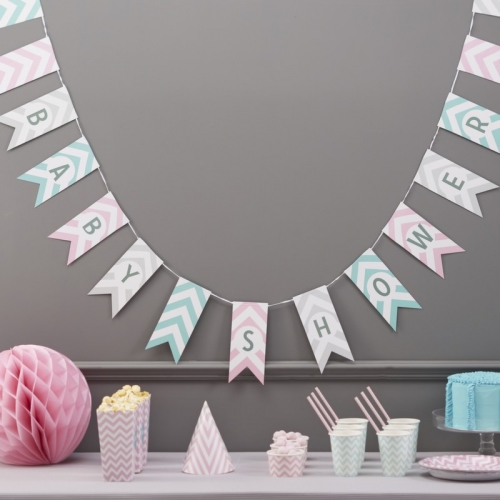 Girlande Baby Shower - Chevron Divine