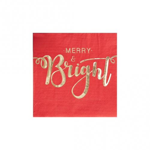 Cocktailservietten Merry & Bright - rot/gold
