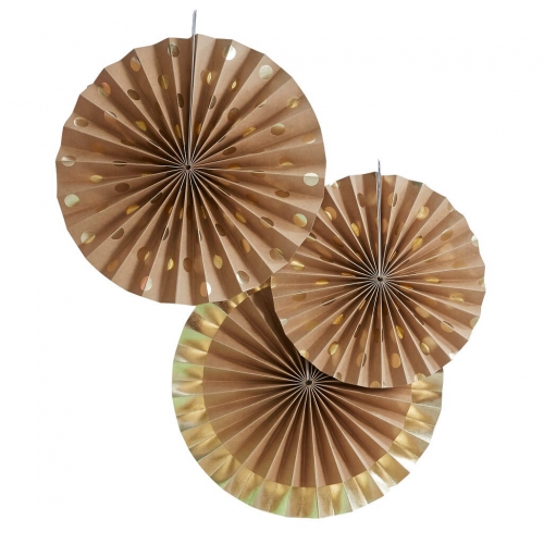 Gold Foil & Kraft Fan Decorations - Pick and Mix