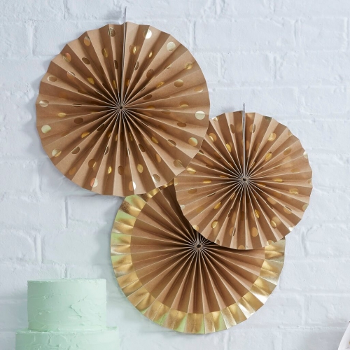 Gold Foil & Kraft Fan Decorations - Pick and Mix