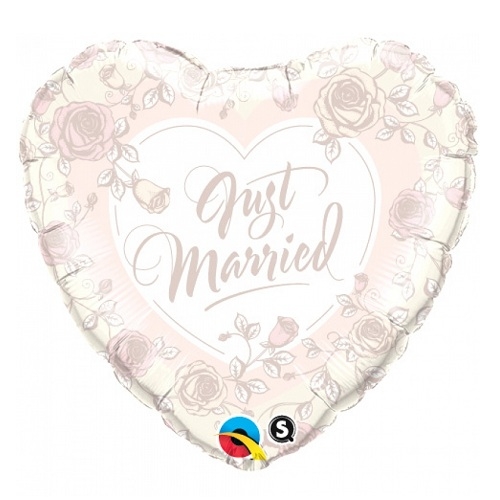 Folienballon Herz Just Married Rosen