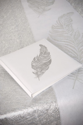 Gästebuch - Glitzernde Feder - weiß