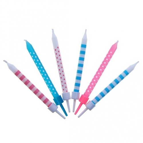 Geburtstagskerzen 6er Set - blau/rosa/weiß