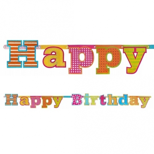 Geburtstagsgirlande Happy Birthday - kunterbunt