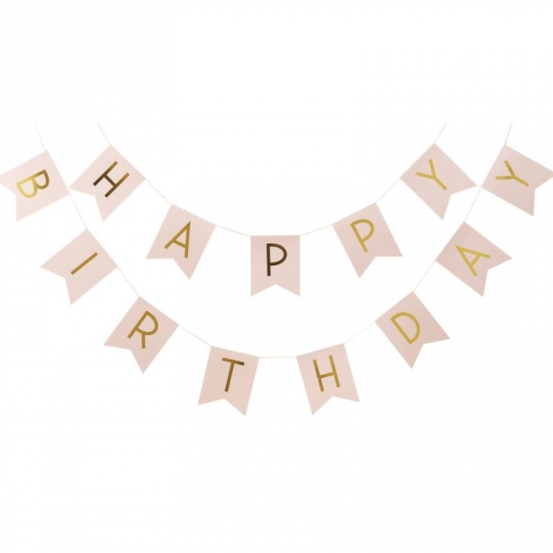 Girlande Happy Birthday Pastel Perfection - gold/rosa