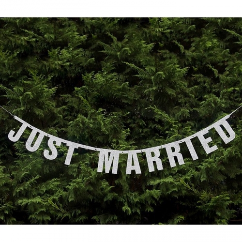 Girlande Just Married - silber