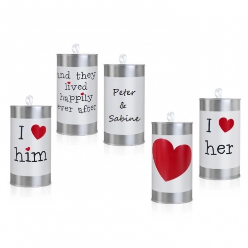 Hochzeitsauto Blechdosen - silber/weiß