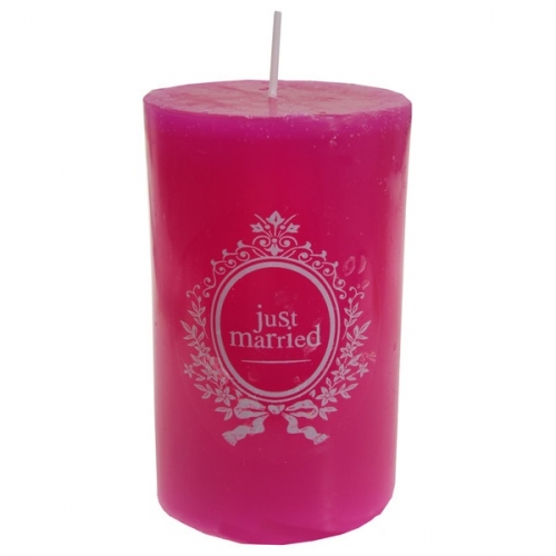 Hochzeitskerze Just Married pink