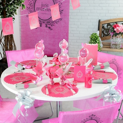 Hochzeitskerze Just Married pink