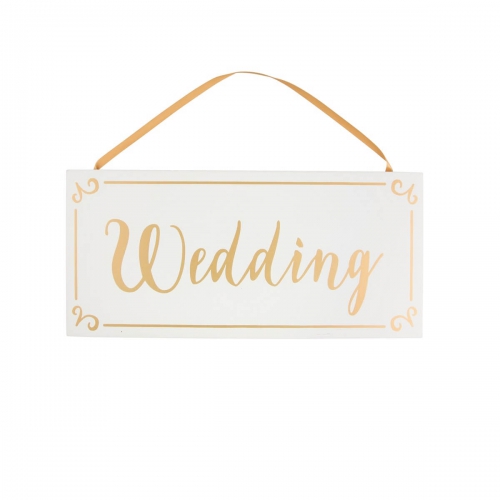 Hochzeitsschild Wedding - gold/weiß