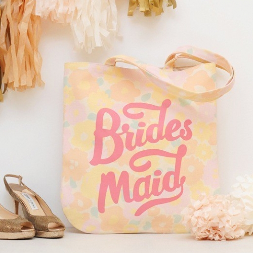 Jutebeutel - Bridesmaid - floral rosa