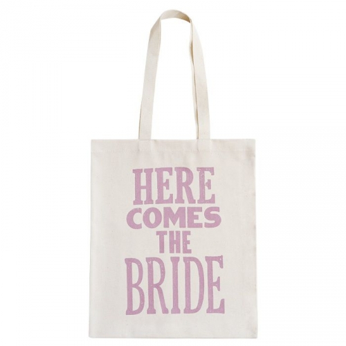 Jutebeutel - Here Comes The Bride - rosa