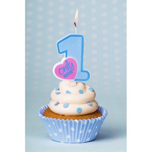 Kerze 1.Geburtstag - blau