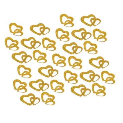 Konfetti Doppelherzen - gold