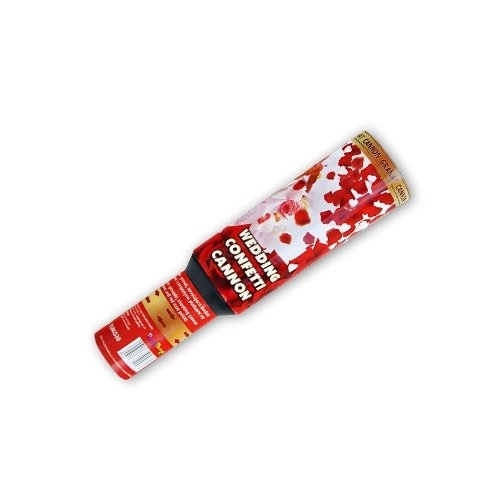 Konfettikanone Herzen und Rosen 30cm - rot/weiß