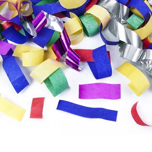Konfettikanone Luftschlangen 40cm - metallic bunt